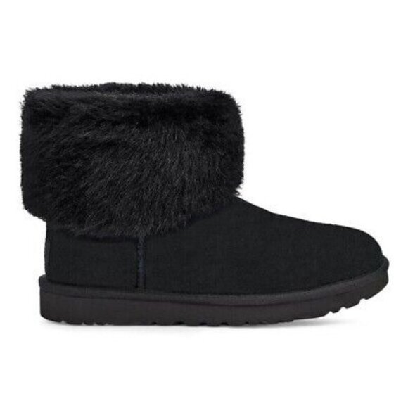 UGG Australia Classic Mini Fluff Black Women's Boots BLK Size 5 - Picture 1 of 11